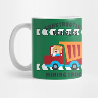 Vector illustration of contruction vehicle with cute litle animal driver. Mug